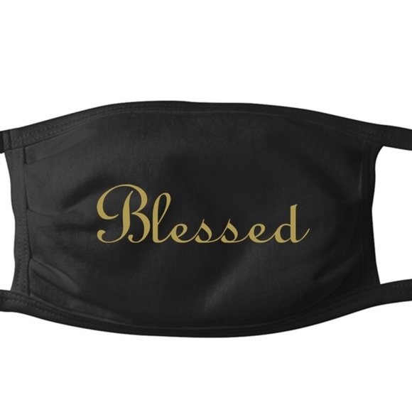 5⭐ Blessed Gold 100% Cotton Jersey Adult Facemask - Picture 2 of 10